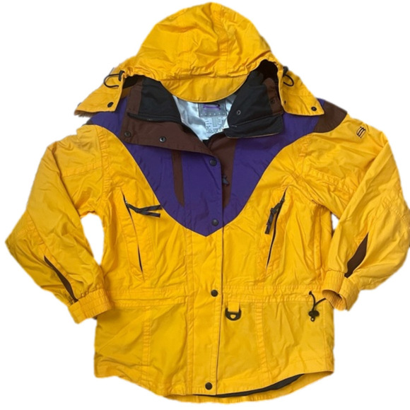VINTAGE 90 Slalom Sports Ski Snowboarding Winter Full Zip Jacket Women's Size 10 - Picture 1 of 9